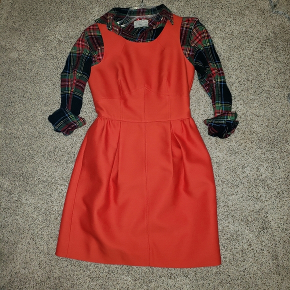 J.Crew Allie dress - Poppy Red silk wool blend sleeveless dress - Picture 3 of 3